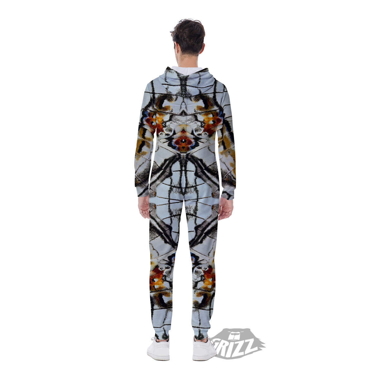 Butterfly Wing Skin Grey Print Men's Jumpsuit-grizzshop