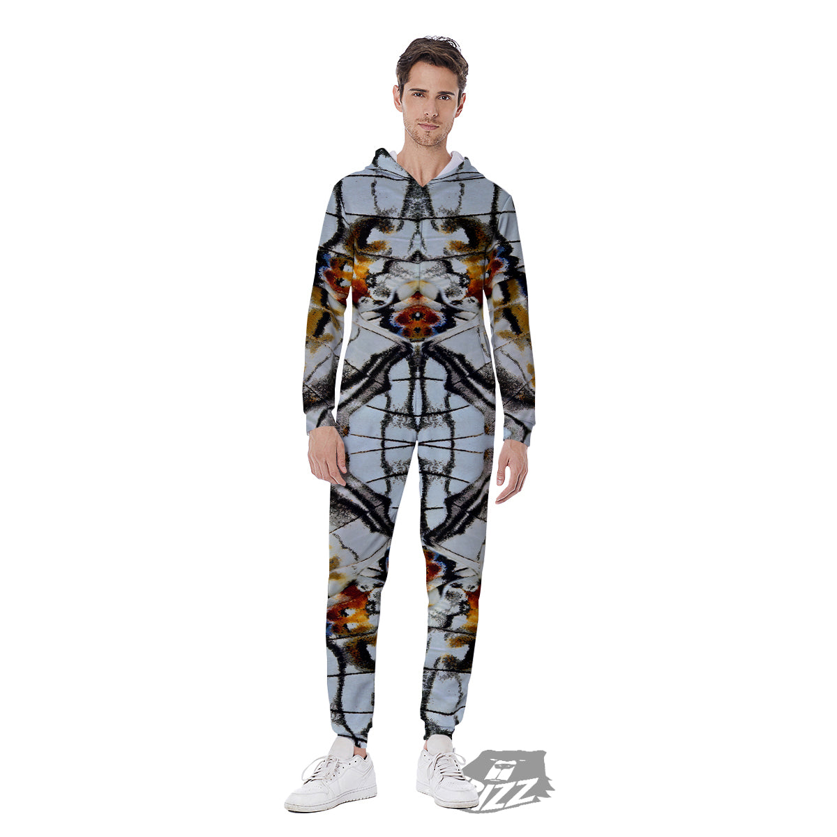 Butterfly Wing Skin Grey Print Men's Jumpsuit-grizzshop