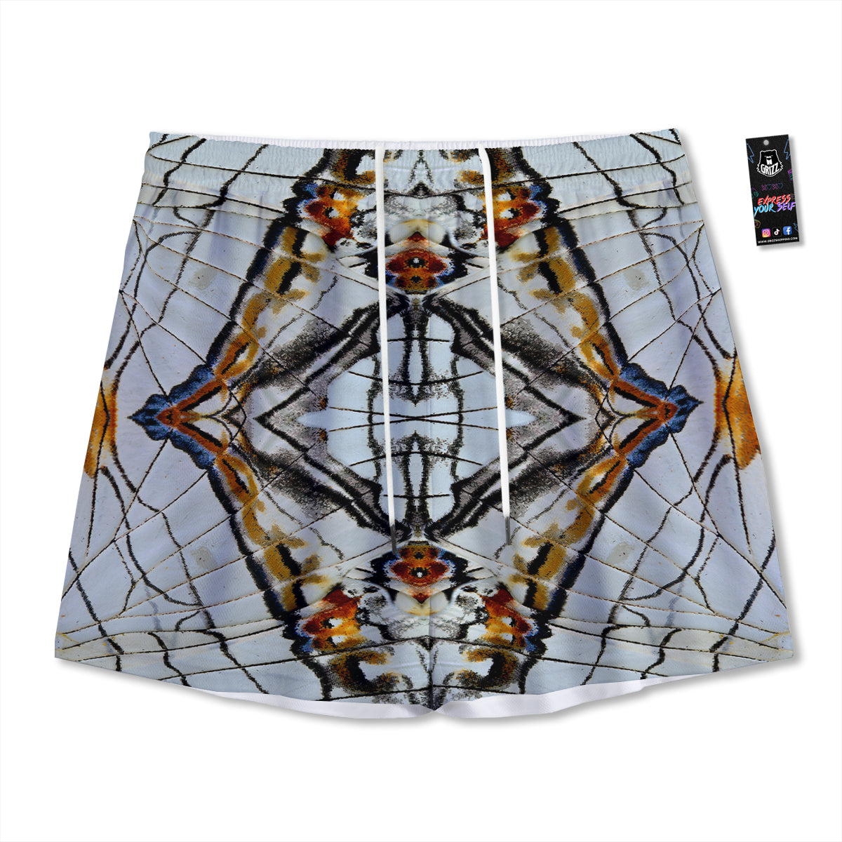 Emoji Devil Print Pattern Mesh Shorts