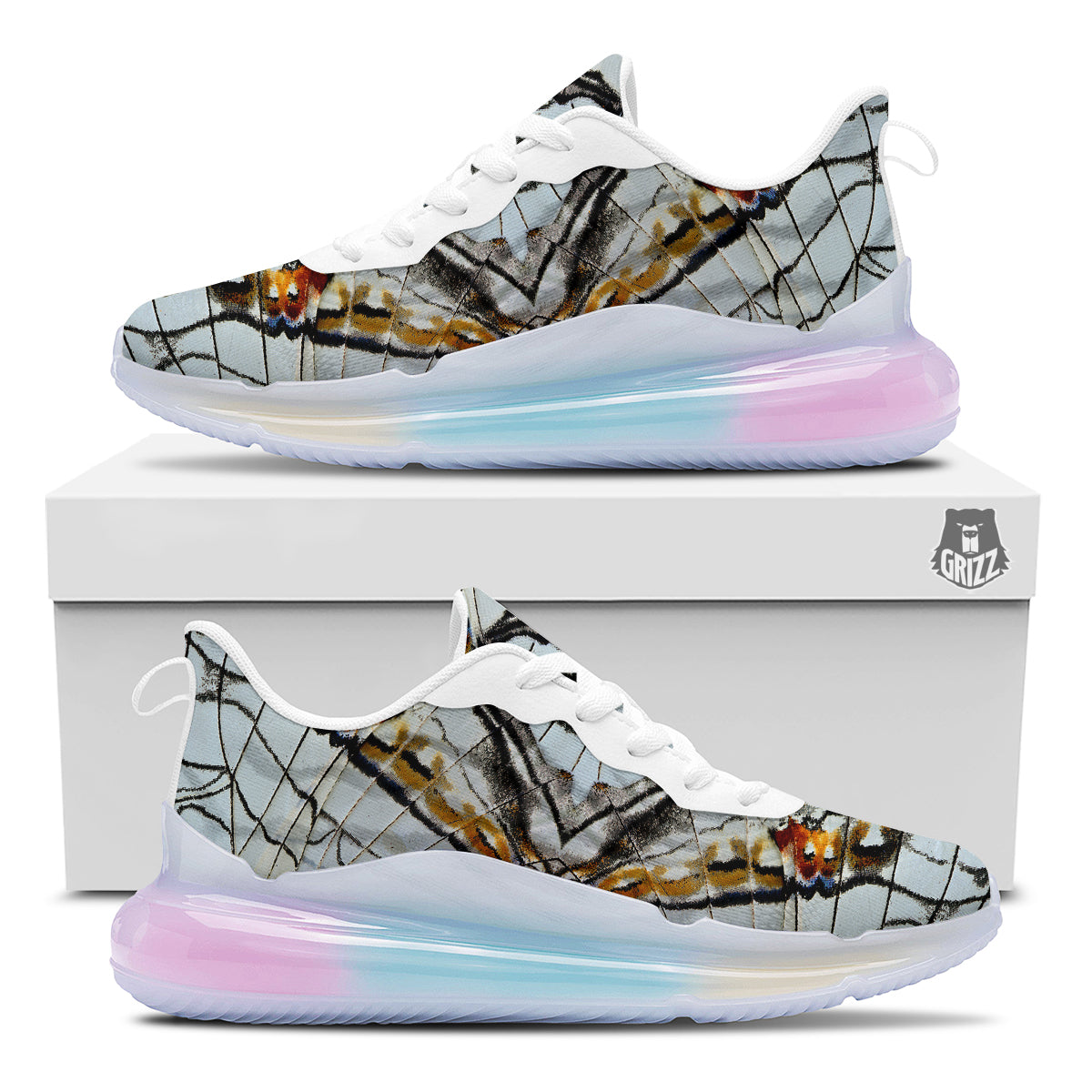 Butterfly Wing Skin Grey Print Running Sneakers-grizzshop