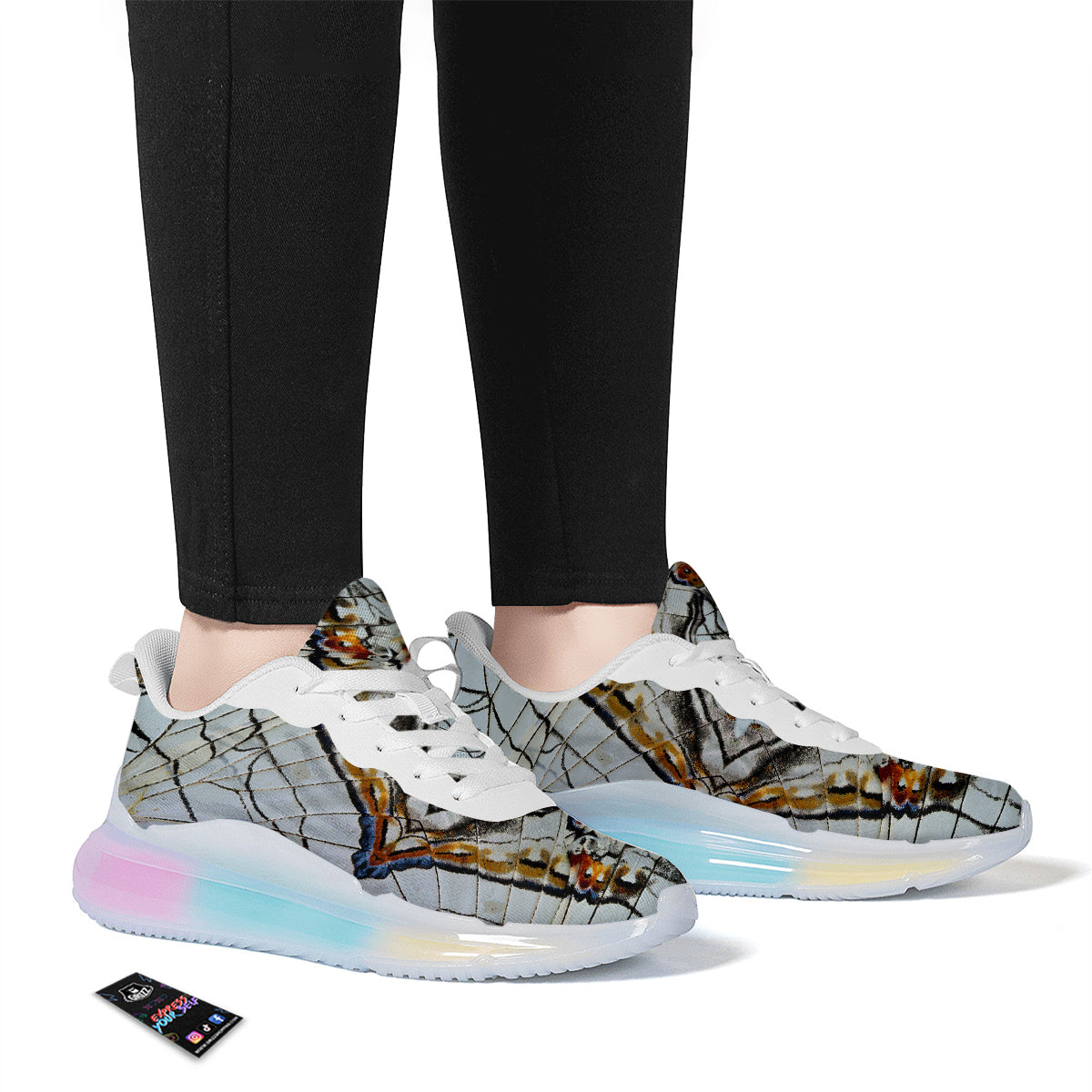 Butterfly Wing Skin Grey Print Running Sneakers-grizzshop
