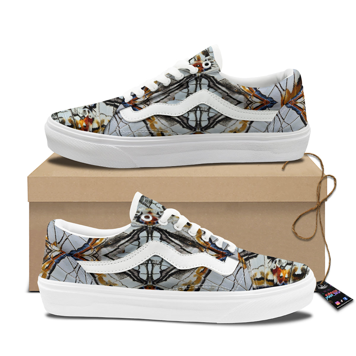 Butterfly Wing Skin Grey Print Skate Shoes-grizzshop