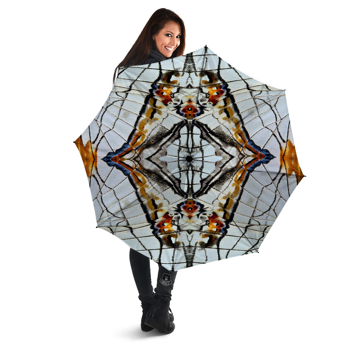 Butterfly Wing Skin Grey Print Umbrella-grizzshop