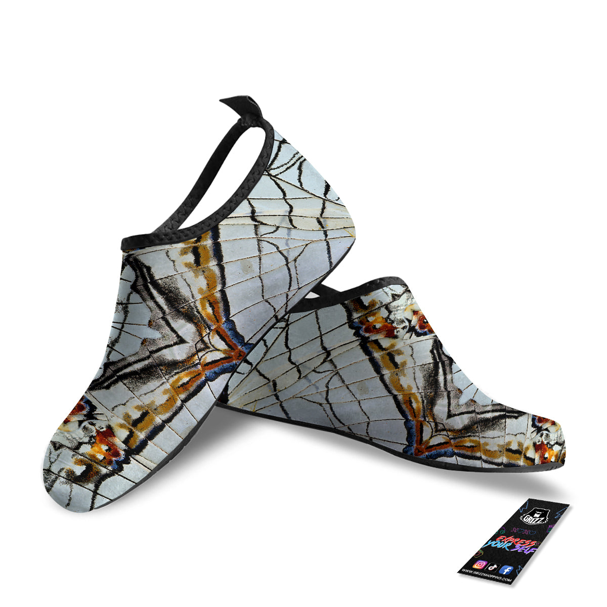 Butterfly Wing Skin Grey Print Water Shoes-grizzshop