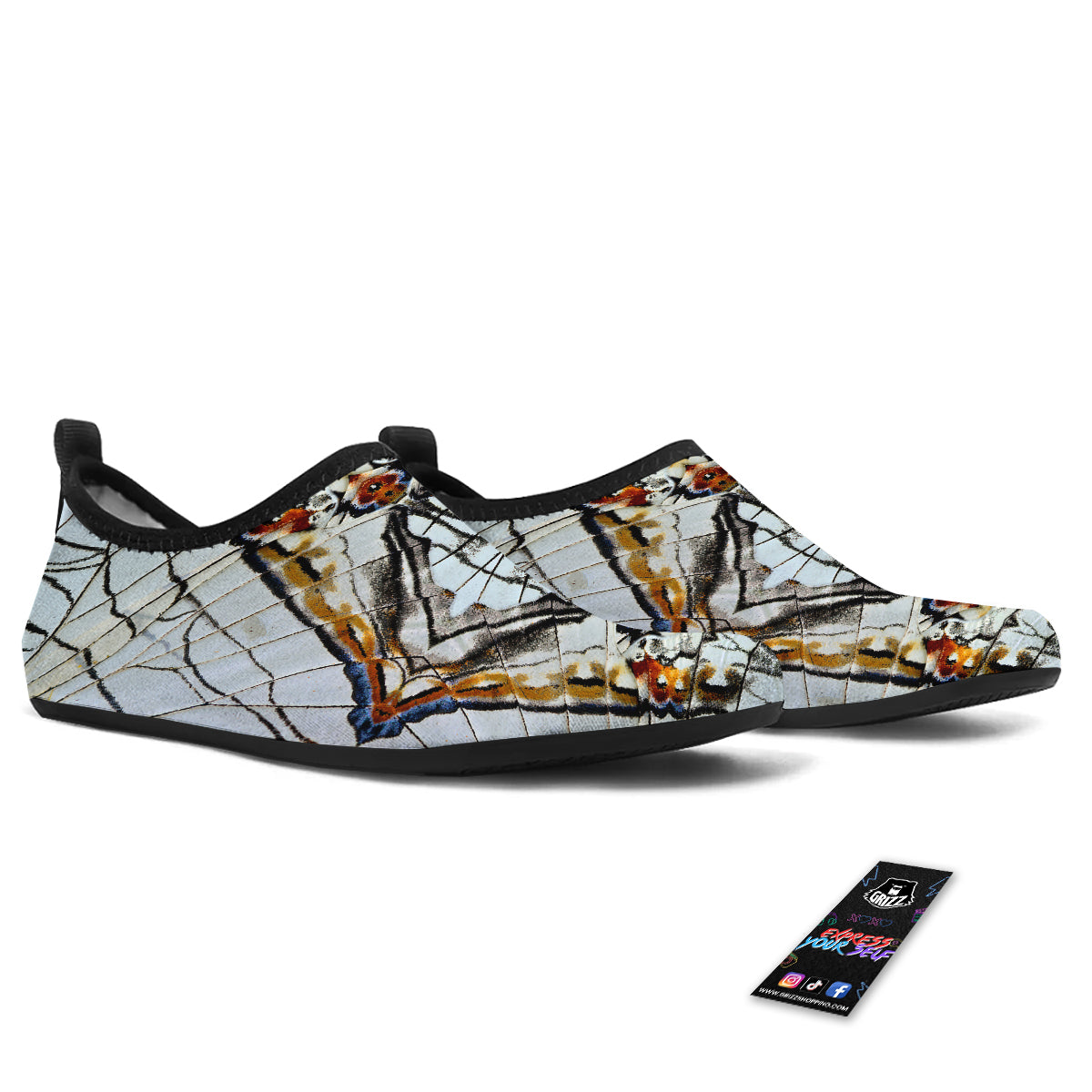 Butterfly Wing Skin Grey Print Water Shoes-grizzshop