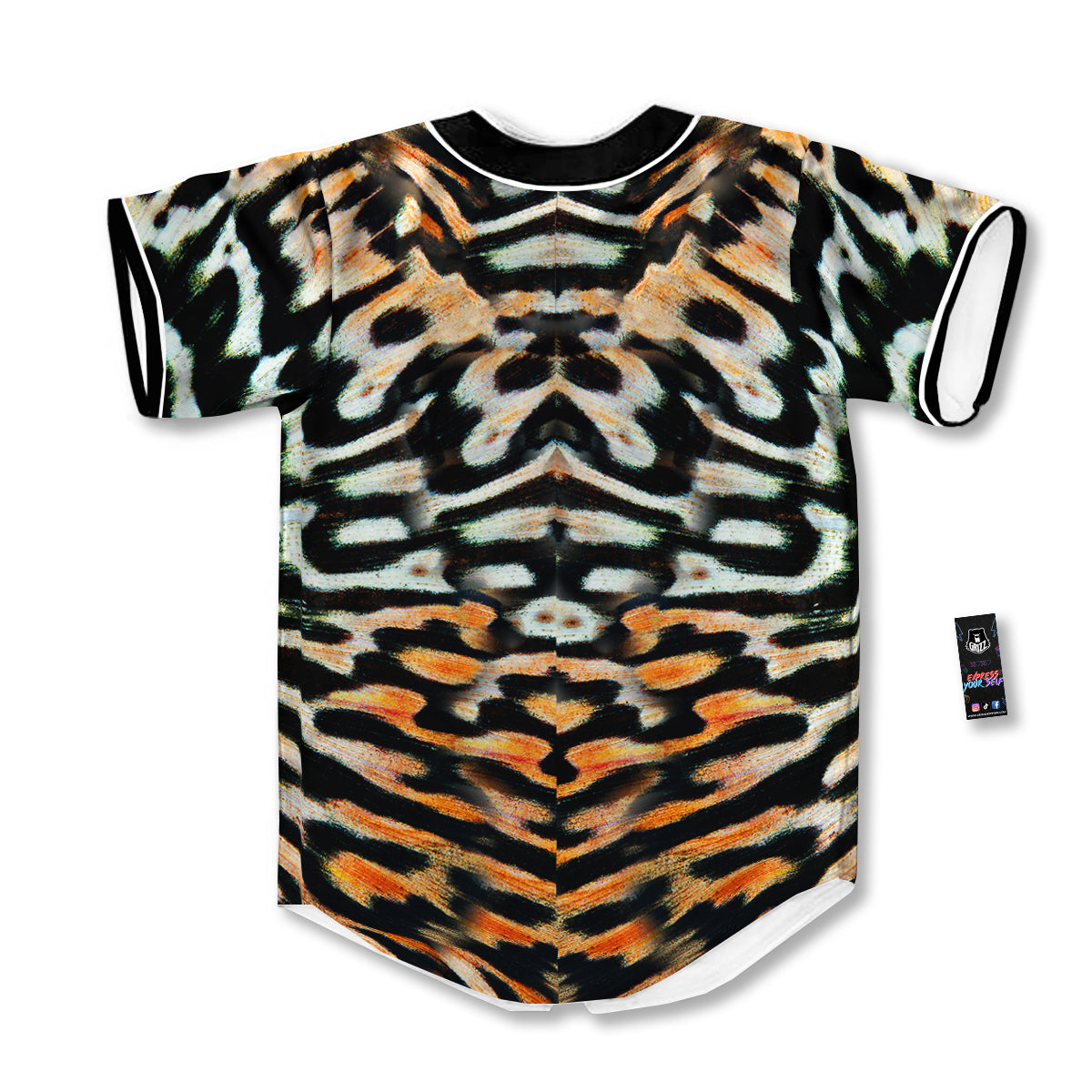 Butterfly Wing Skin Orage Print Baseball Jersey-grizzshop