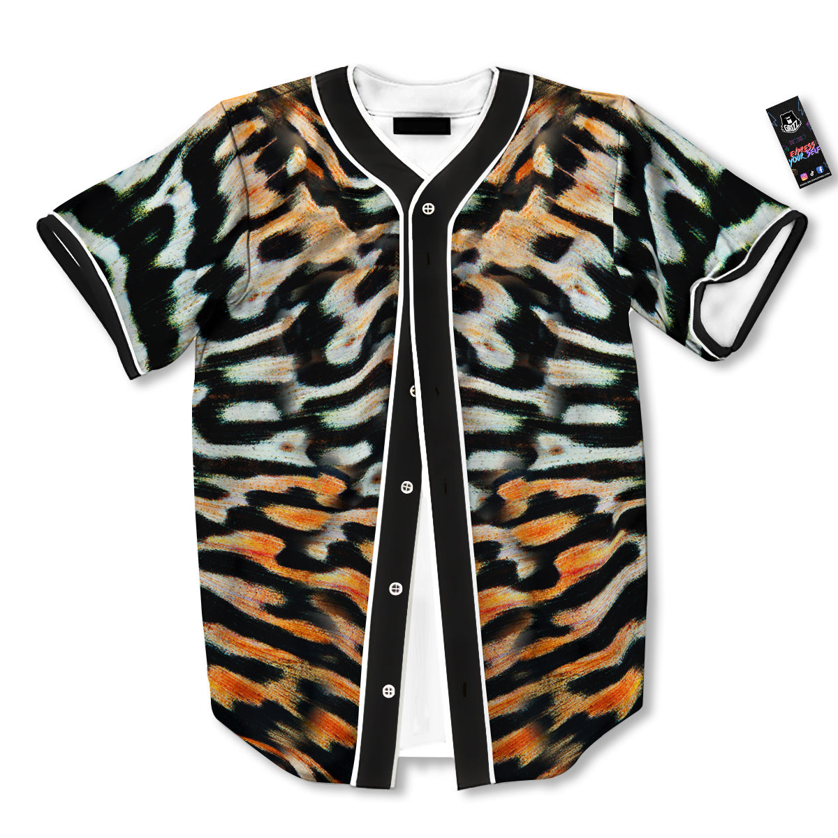 Butterfly Wing Skin Orage Print Baseball Jersey-grizzshop