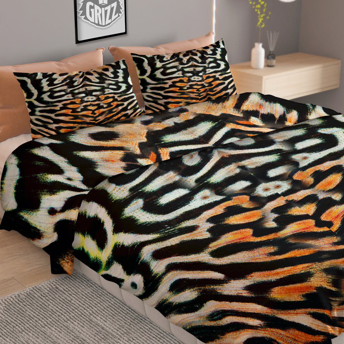 Butterfly Wing Skin Orage Print Duvet Cover Bedding Set