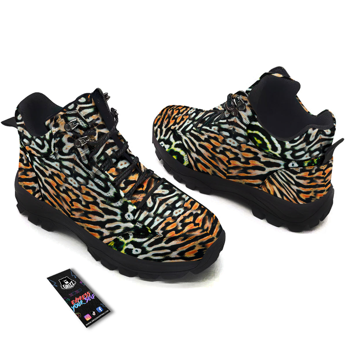 Butterfly Wing Skin Orage Print Hiking Shoes-grizzshop