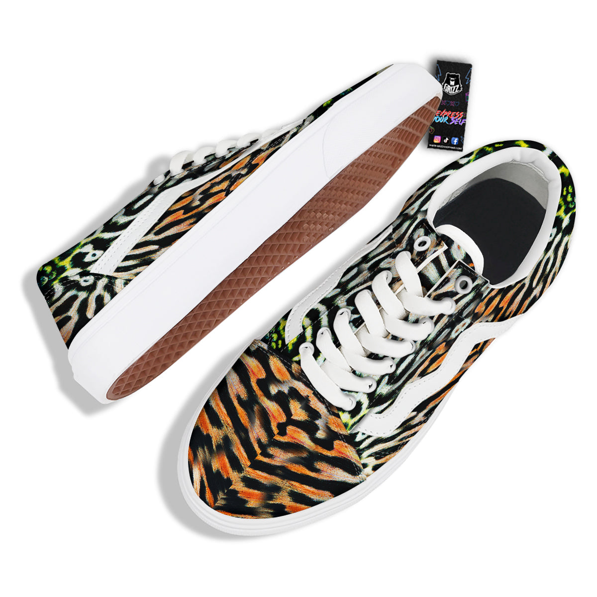 Butterfly Wing Skin Orage Print Skate Shoes-grizzshop