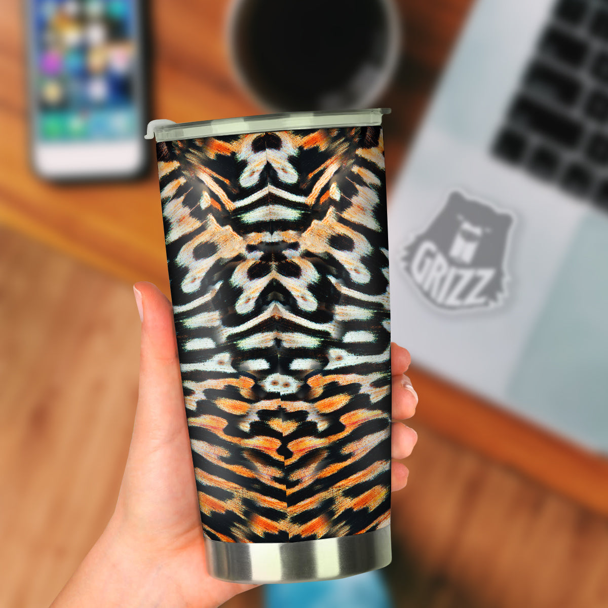 Butterfly Wing Skin Orage Print Tumbler-grizzshop