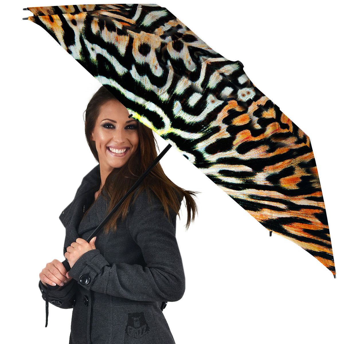 Butterfly Wing Skin Orage Print Umbrella-grizzshop