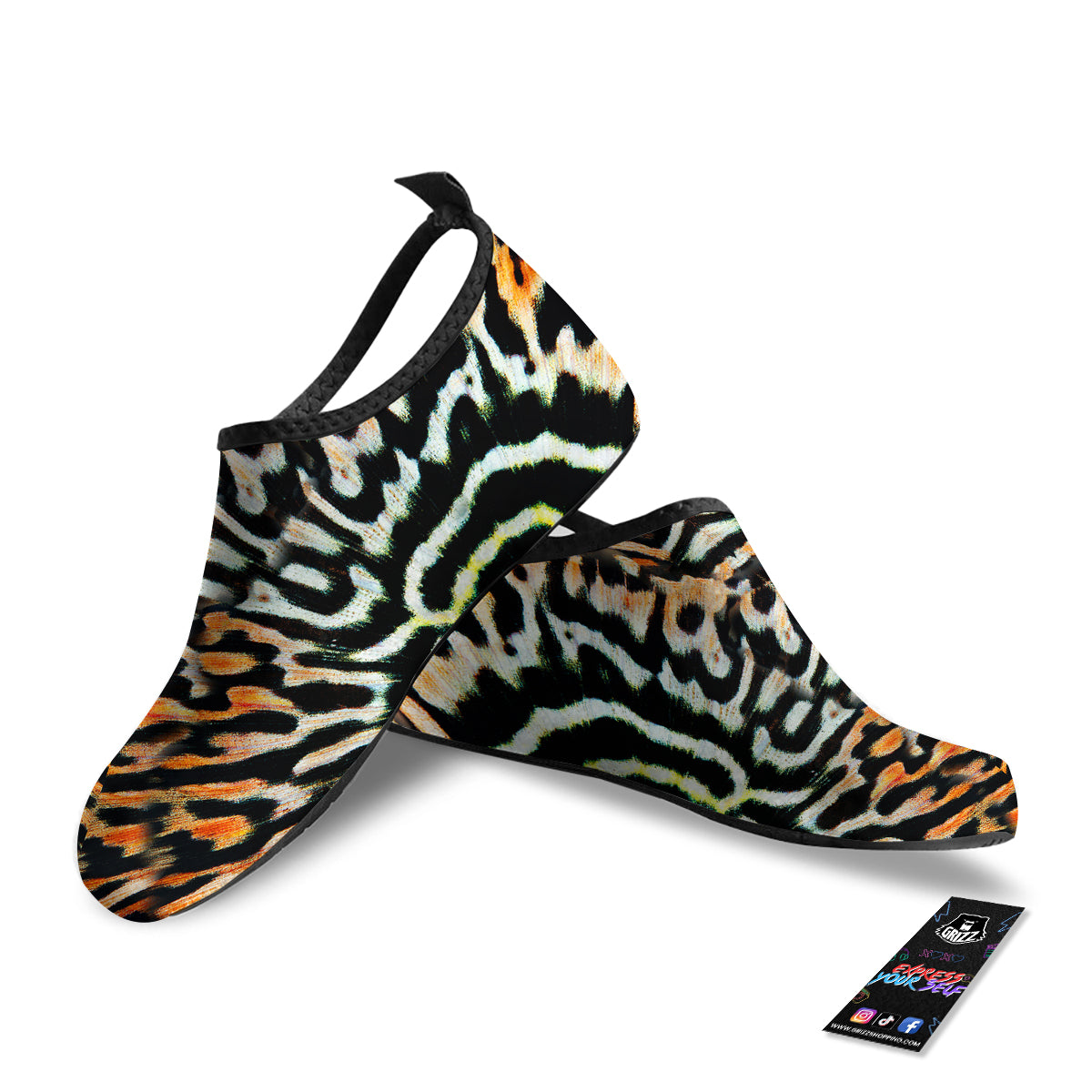 Butterfly Wing Skin Orage Print Water Shoes-grizzshop