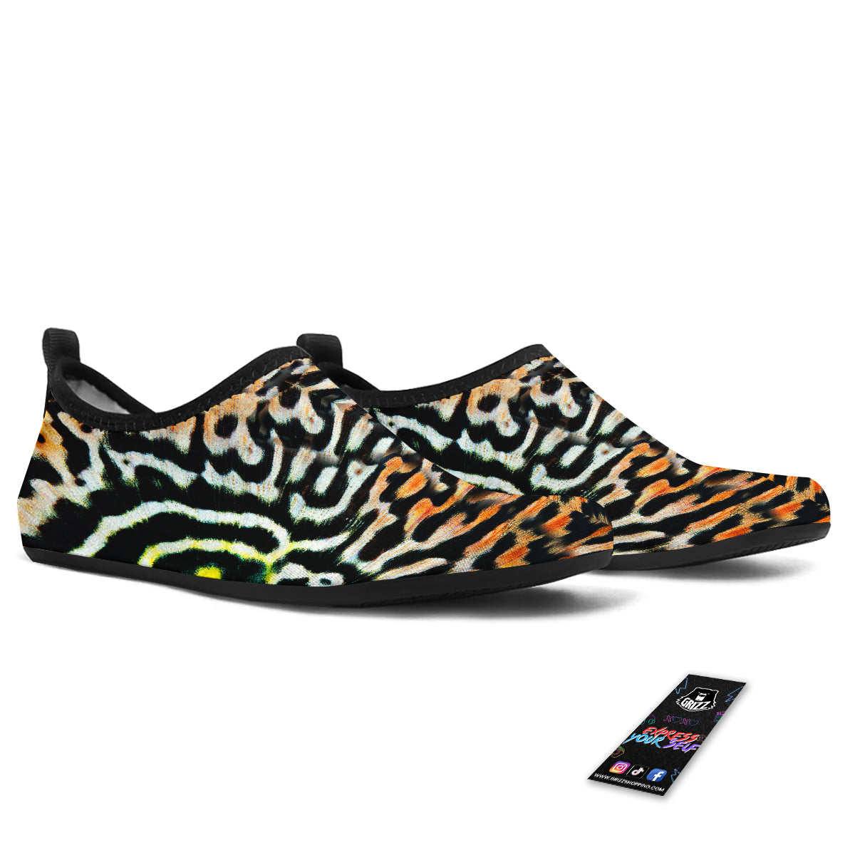 Butterfly Wing Skin Orage Print Water Shoes-grizzshop
