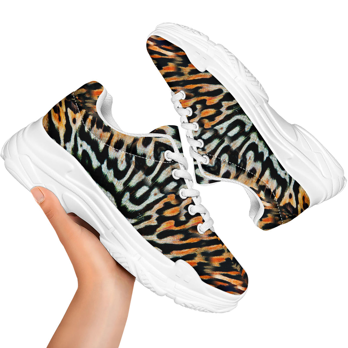 Butterfly Wing Skin Orage Print White Chunky Shoes-grizzshop