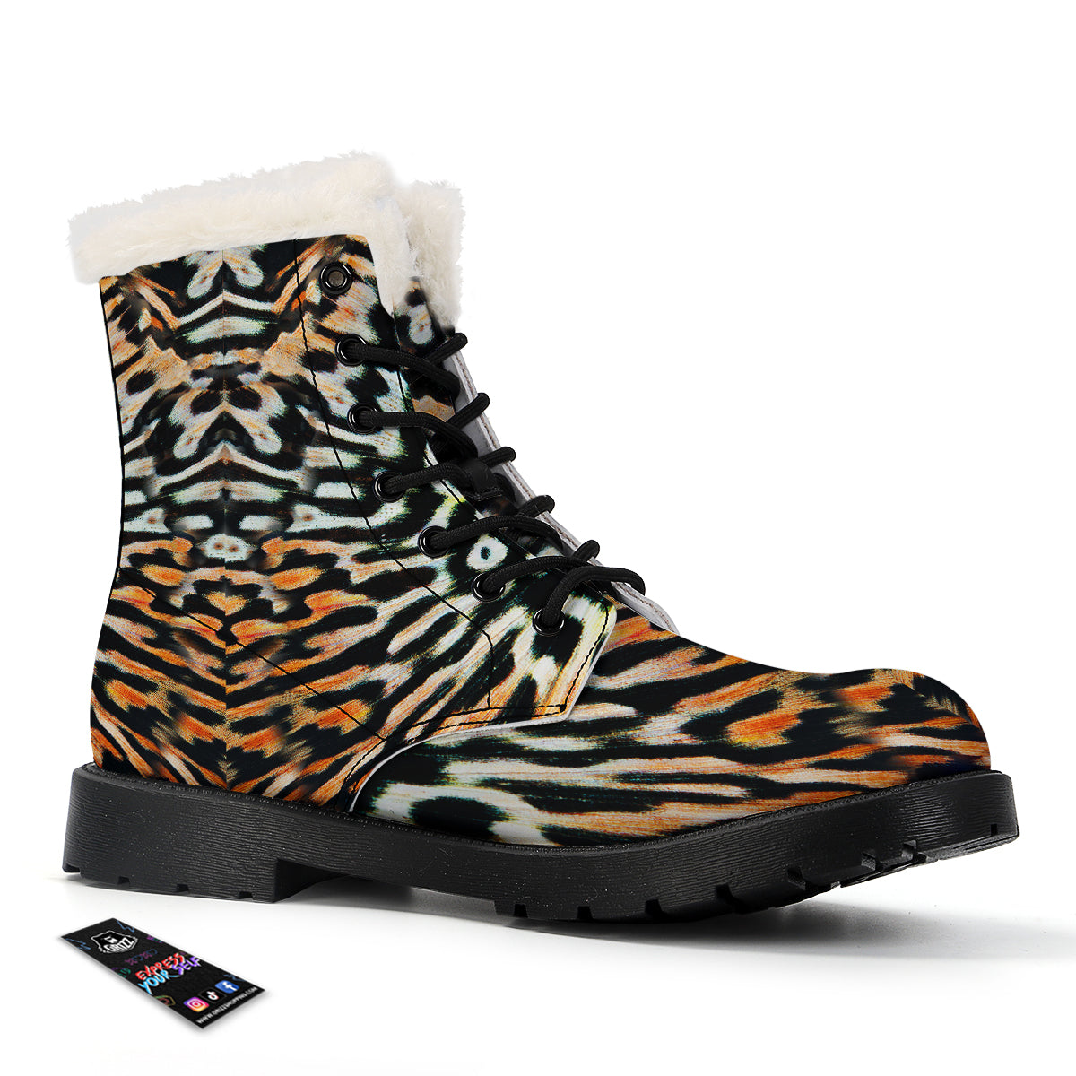 Butterfly Wing Skin Orage Print Winter Boots-grizzshop
