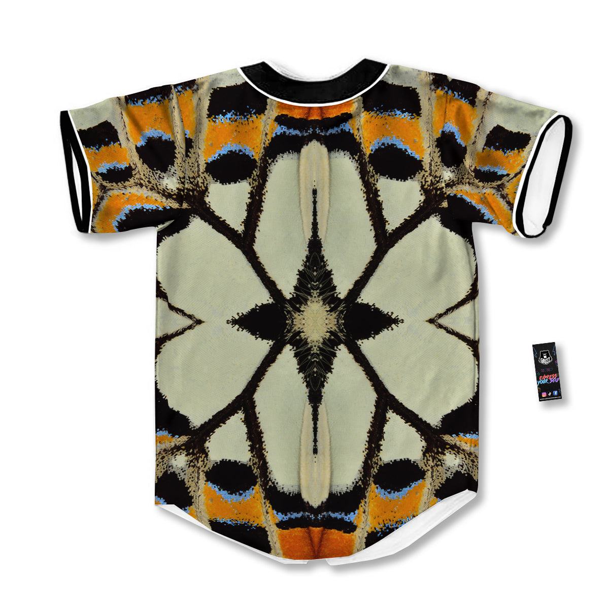 Butterfly Wing Skin White Orange Print Baseball Jersey-grizzshop
