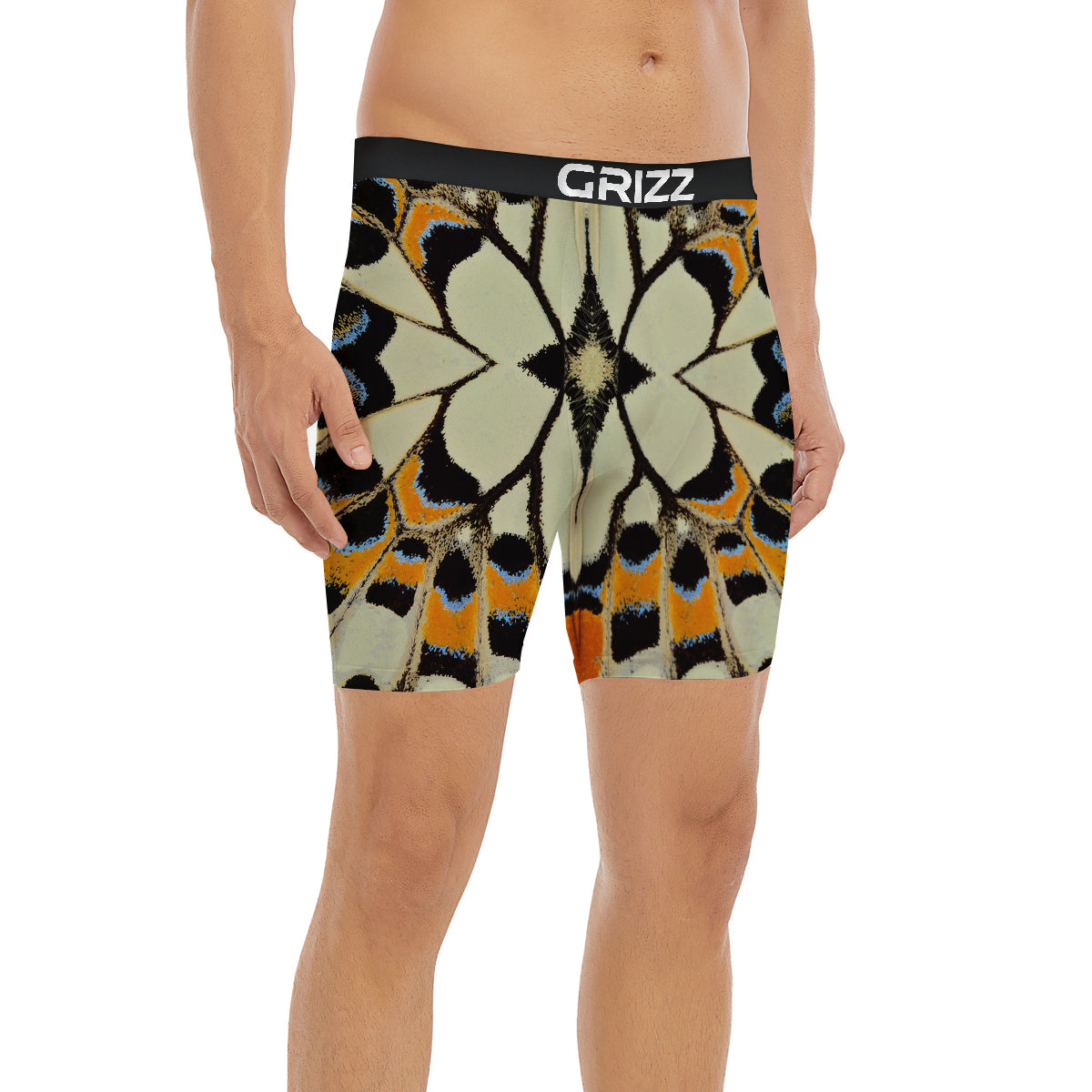 Butterfly Wing Skin White Orange Print Boxer Briefs-grizzshop