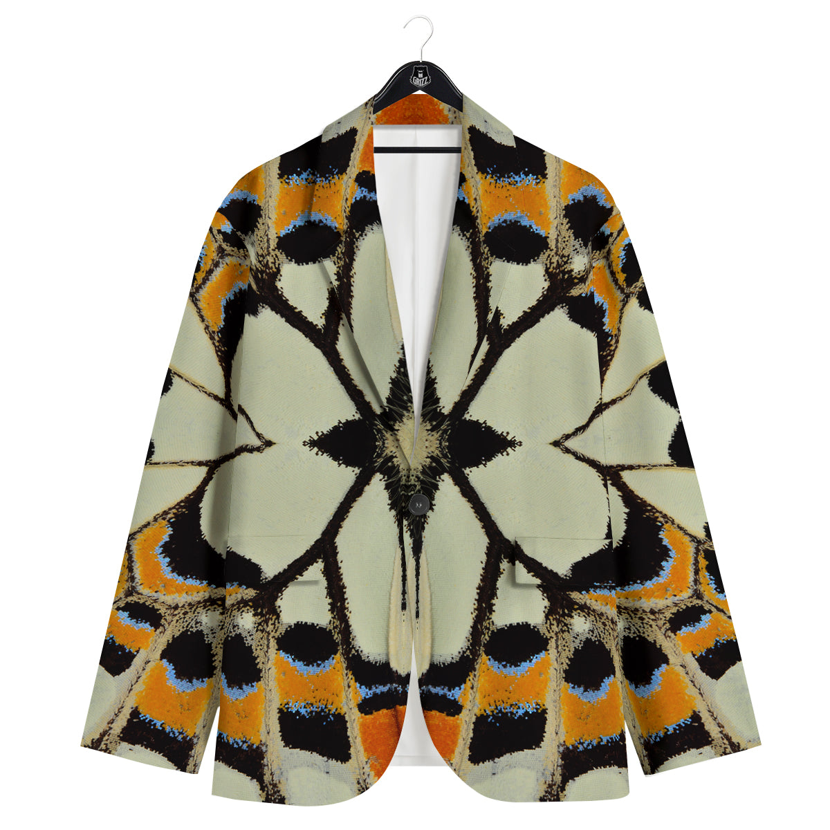 Butterfly Wing Skin White Orange Print Men's Sport Coat-grizzshop