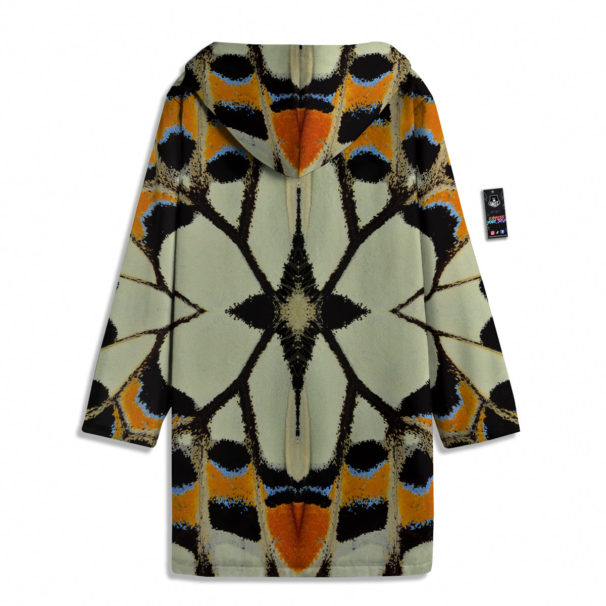 Butterfly Wing Skin White Orange Print Men's Windbreaker Jacket-grizzshop