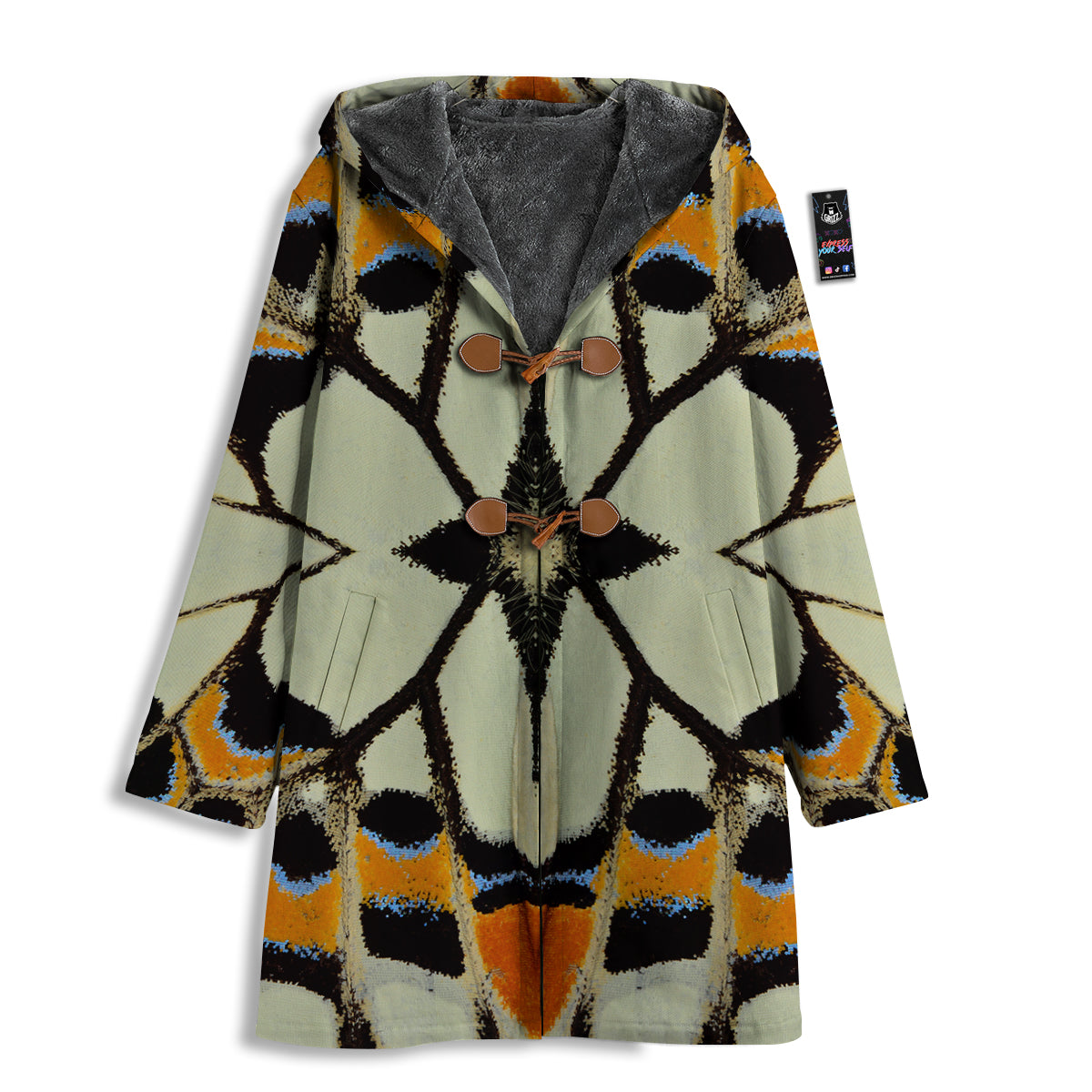 Butterfly Wing Skin White Orange Print Men's Windbreaker Jacket-grizzshop
