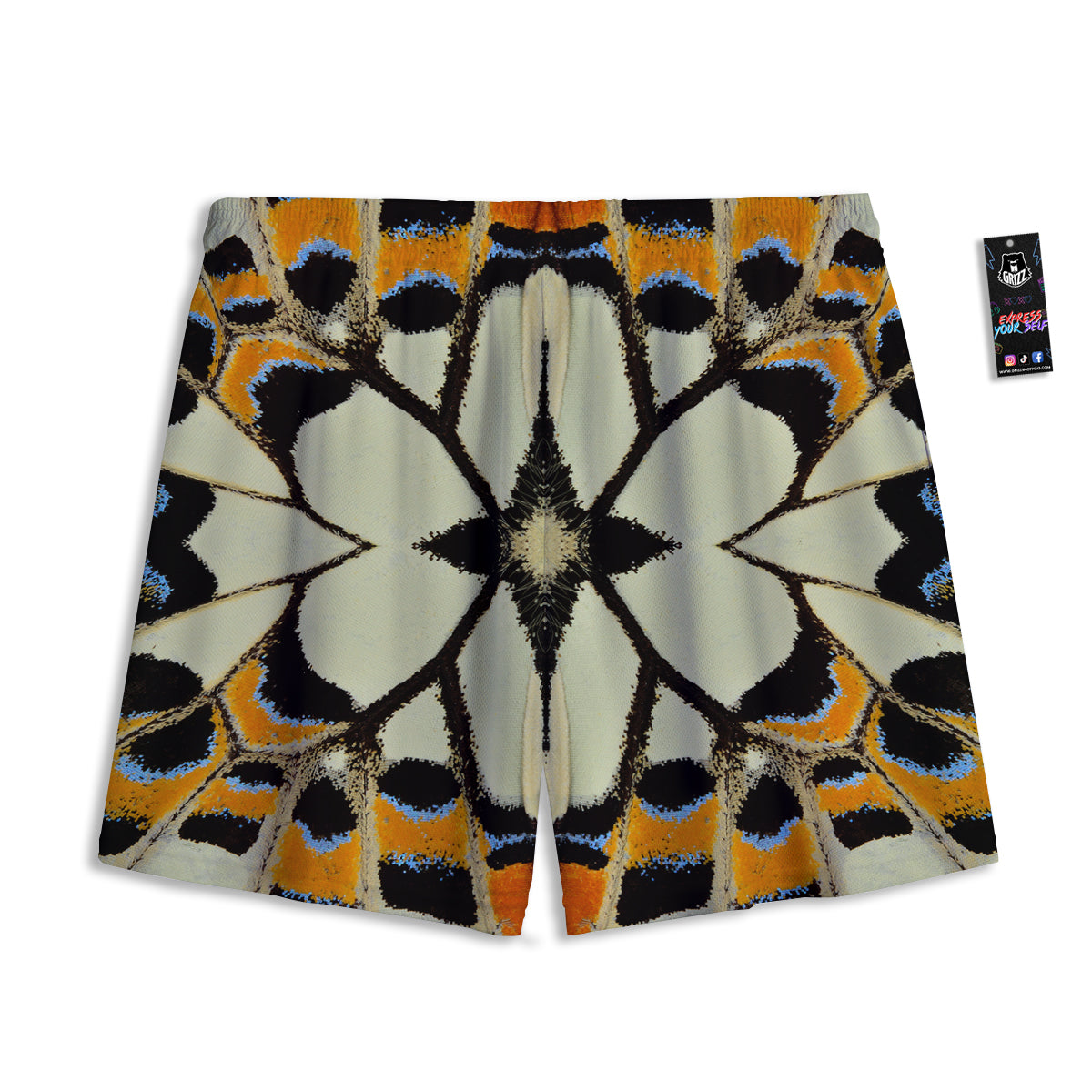 Emoji Graffiti Happy Print Pattern Mesh Shorts