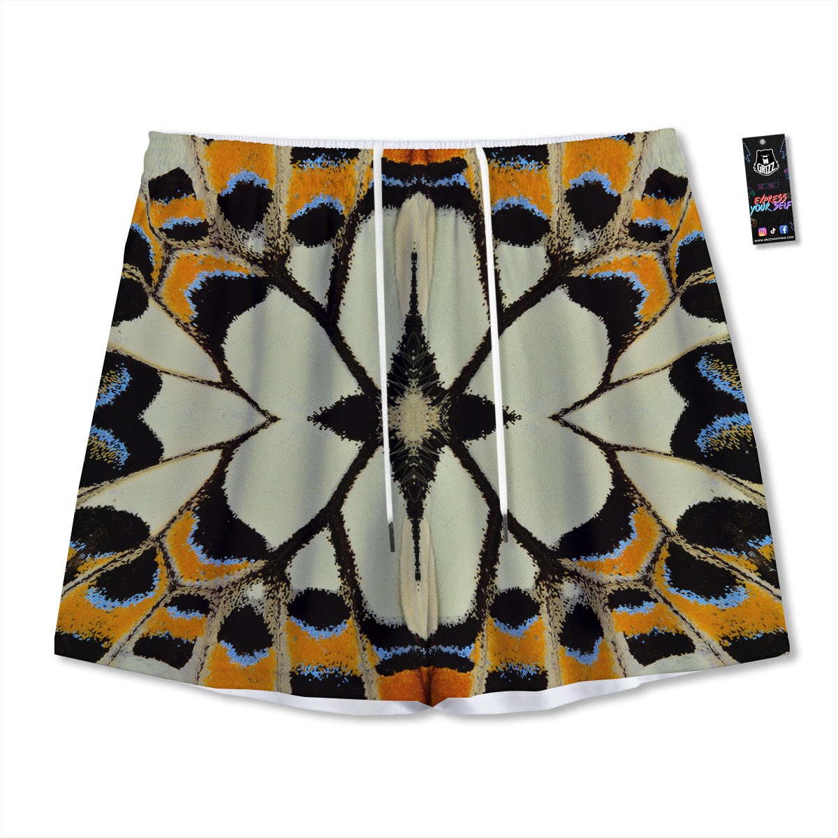 Emoji Graffiti Happy Print Pattern Mesh Shorts