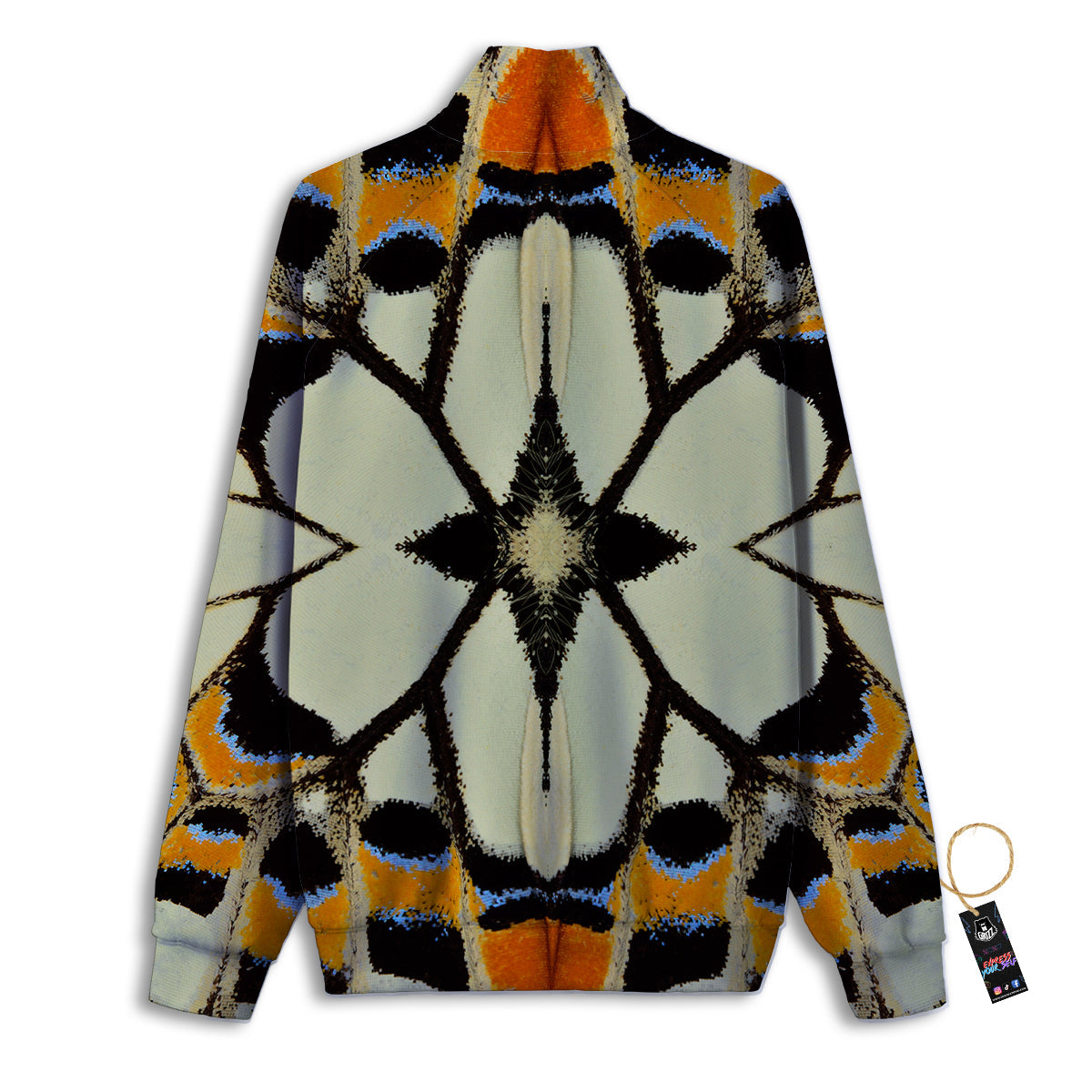 Butterfly Wing Skin White Orange Print Track Jacket-grizzshop