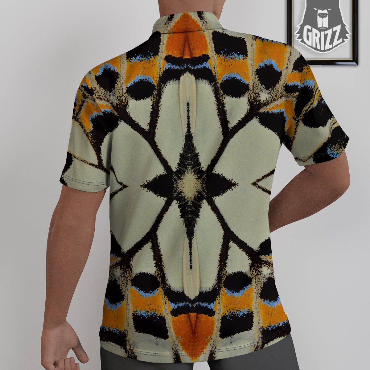 Butterfly Wing Skin White Orange Print Untucked Shirts-grizzshop