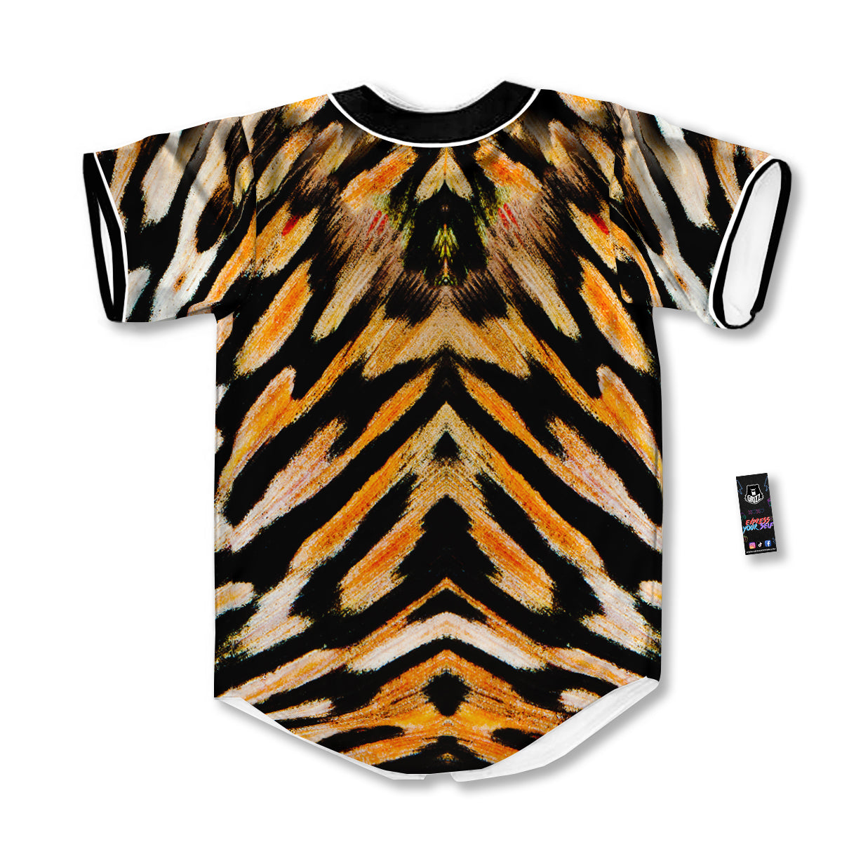 Butterfly Wing Skin White Orange Tiger Print Baseball Jersey-grizzshop