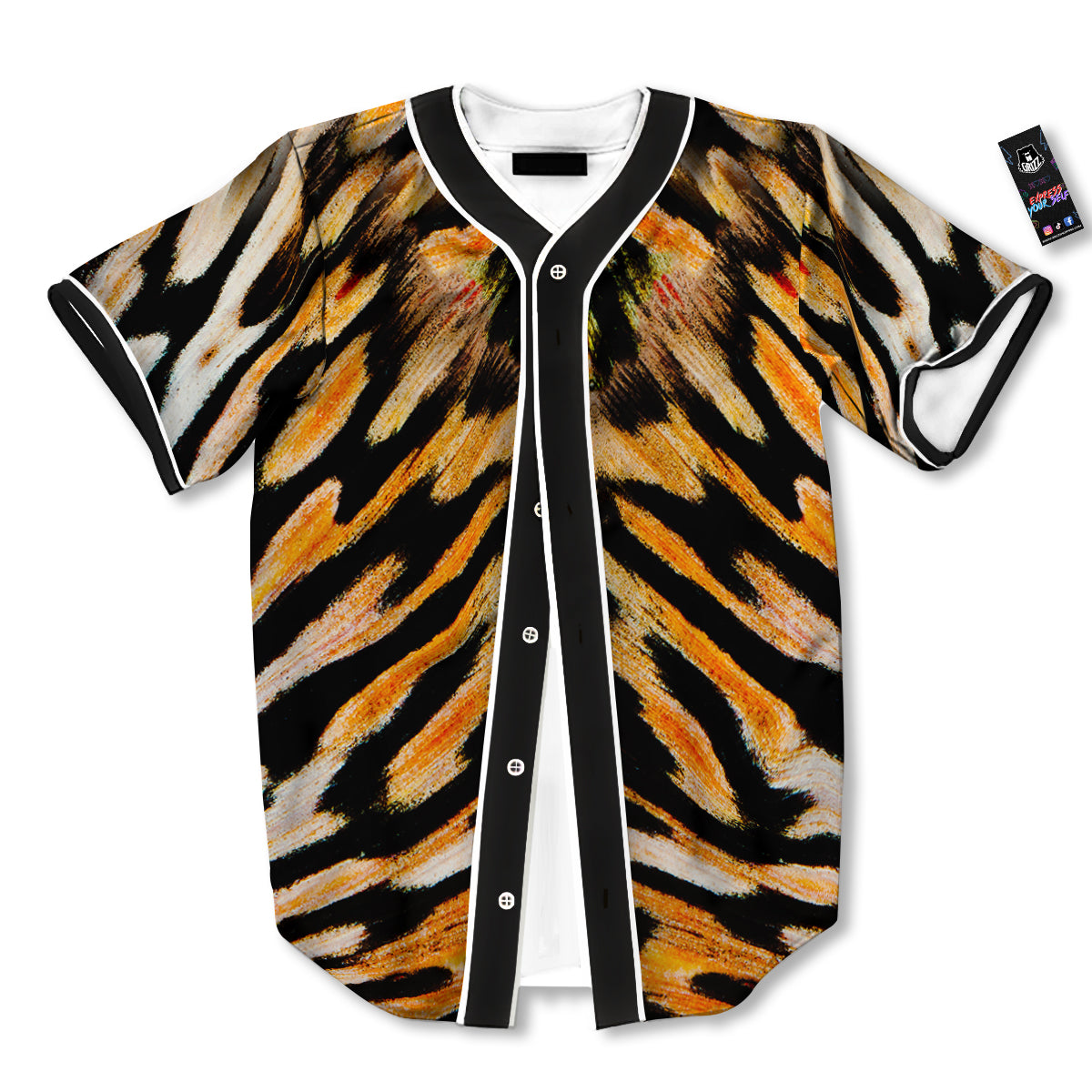 Butterfly Wing Skin White Orange Tiger Print Baseball Jersey-grizzshop