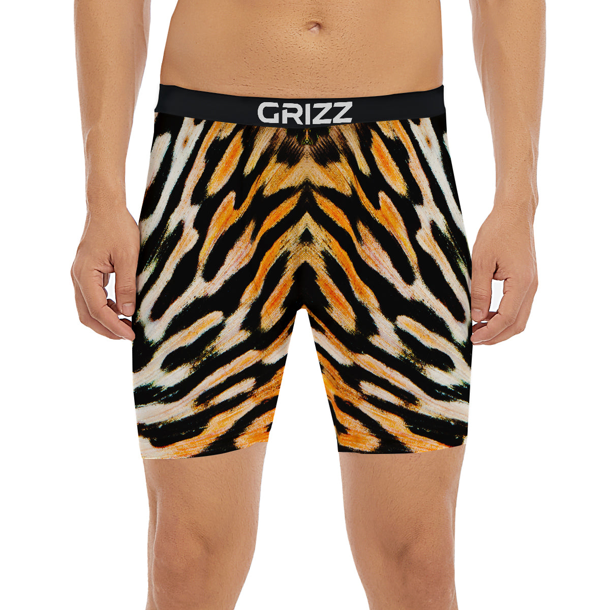 Butterfly Wing Skin White Orange Tiger Print Boxer Briefs-grizzshop