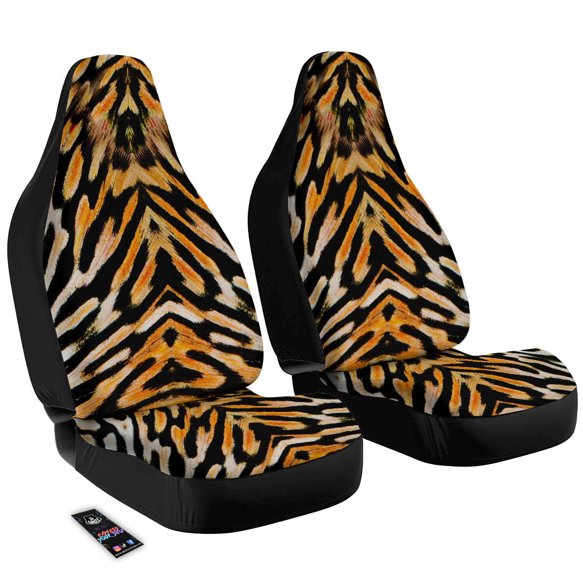 Butterfly Wing Skin White Orange Tiger Print Car Seat Covers-grizzshop