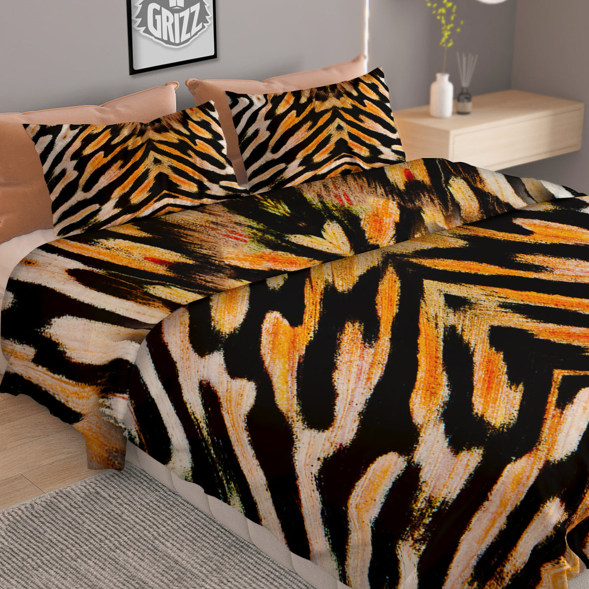 Butterfly Wing Skin White Orange Tiger Print Duvet Cover Bedding Set