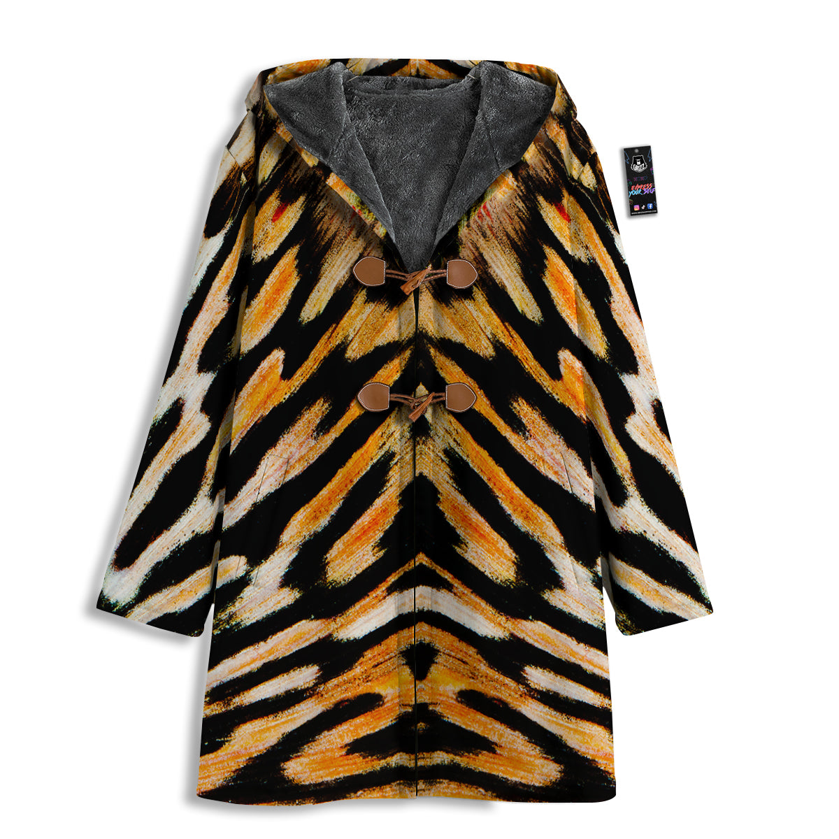 Butterfly Wing Skin White Orange Tiger Print Men's Windbreaker Jacket-grizzshop