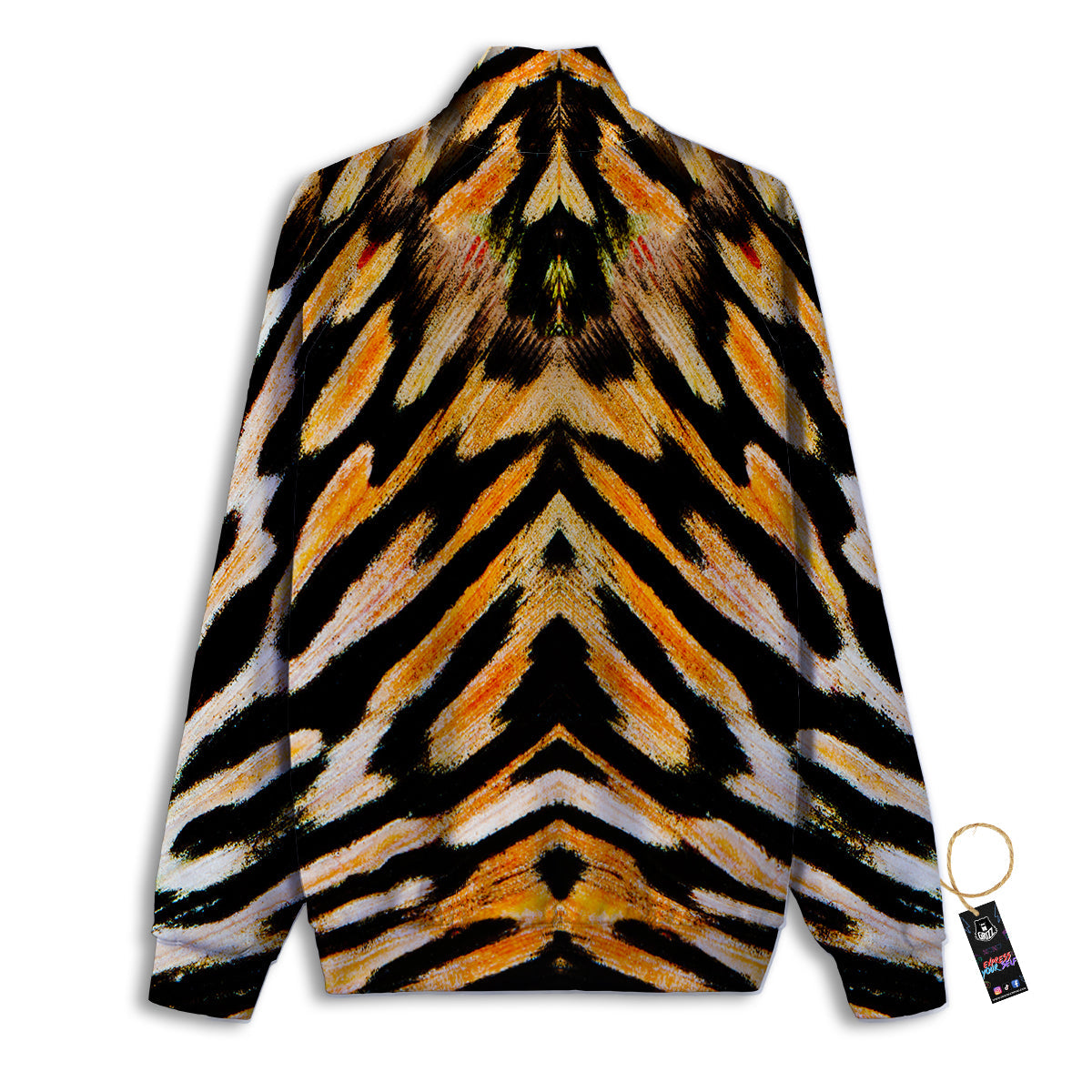 Butterfly Wing Skin White Orange Tiger Print Track Jacket-grizzshop