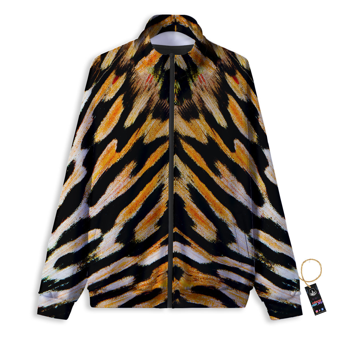 Butterfly Wing Skin White Orange Tiger Print Track Jacket-grizzshop