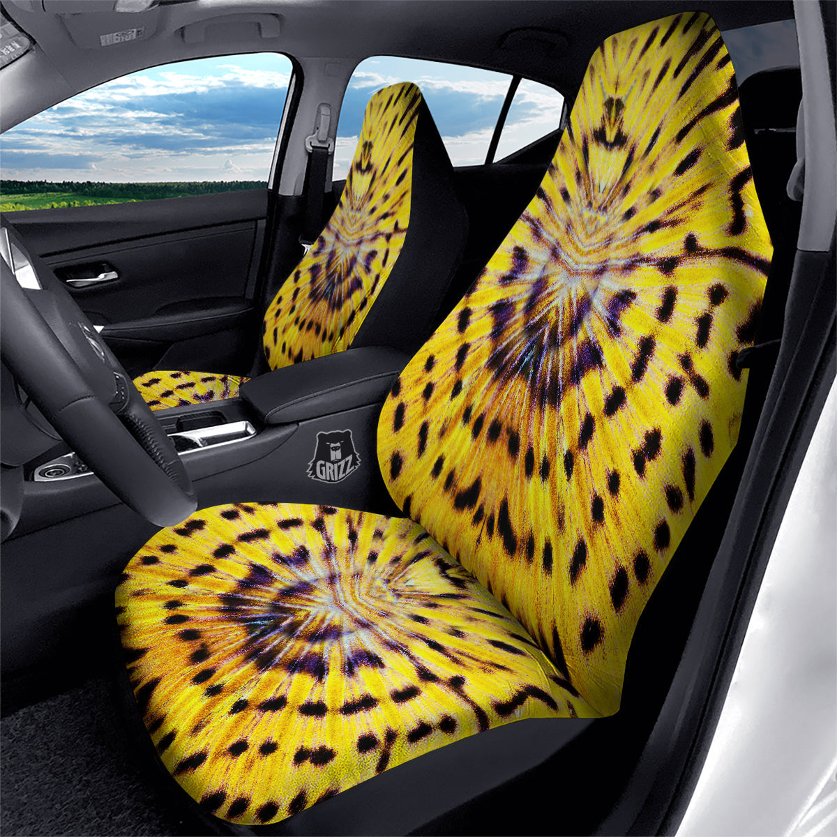 Butterfly Wing Skin Yellow Print Car Seat Covers-grizzshop