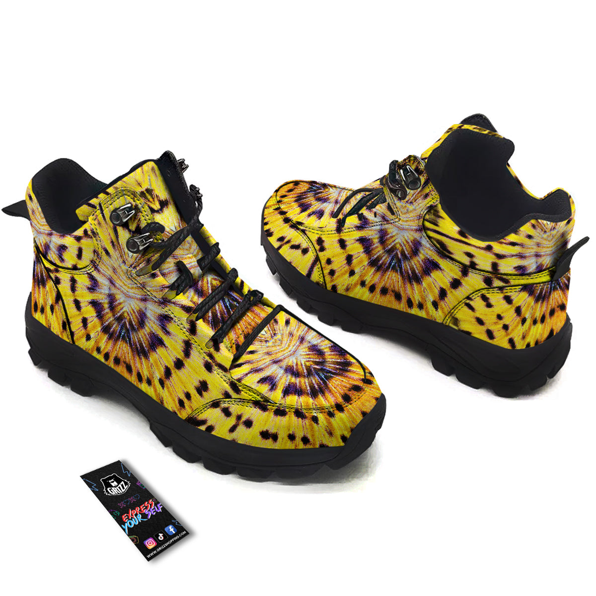 Butterfly Wing Skin Yellow Print Hiking Shoes-grizzshop