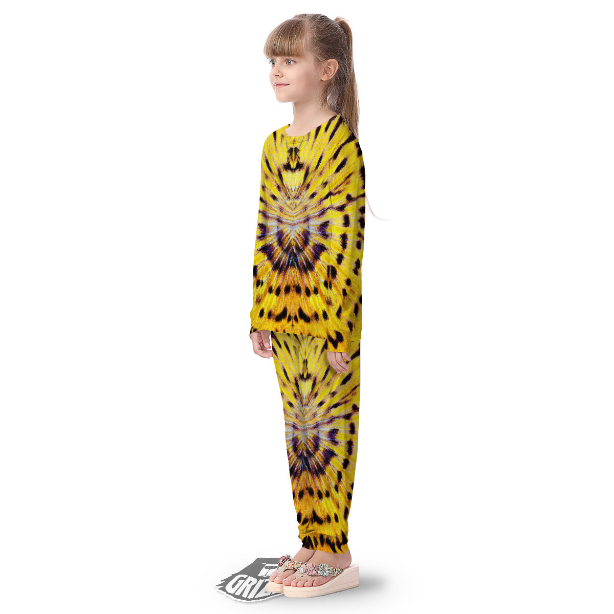 Butterfly Wing Skin Yellow Print Kid's Pajamas-grizzshop