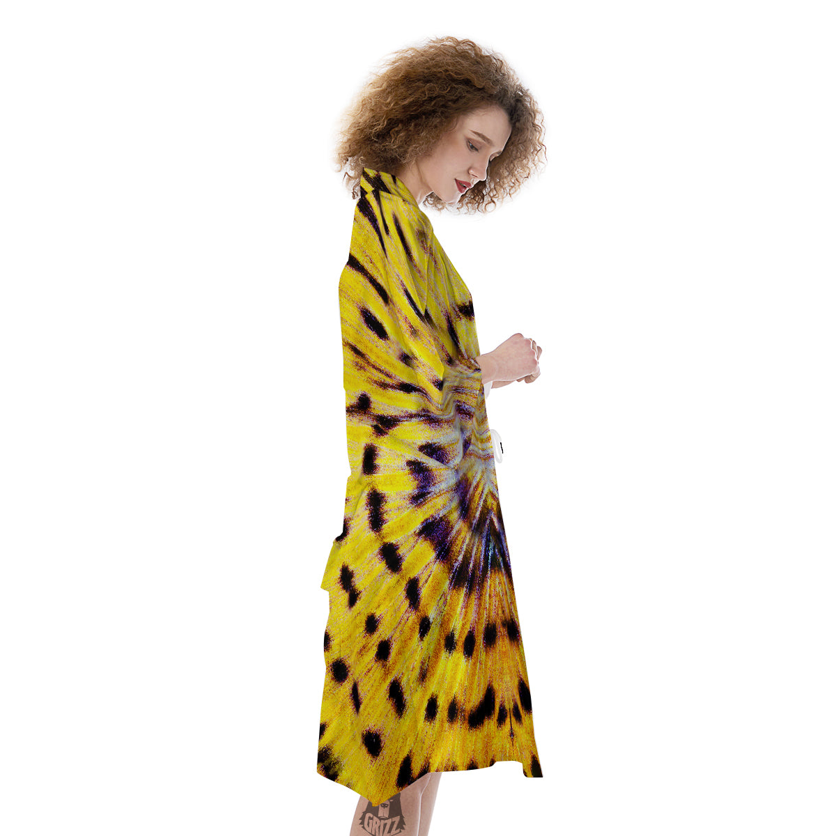 Butterfly Wing Skin Yellow Print Kimono-grizzshop
