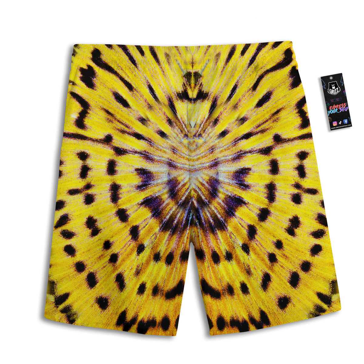 Butterfly Wing Skin Yellow Print Men's Athletic Shorts