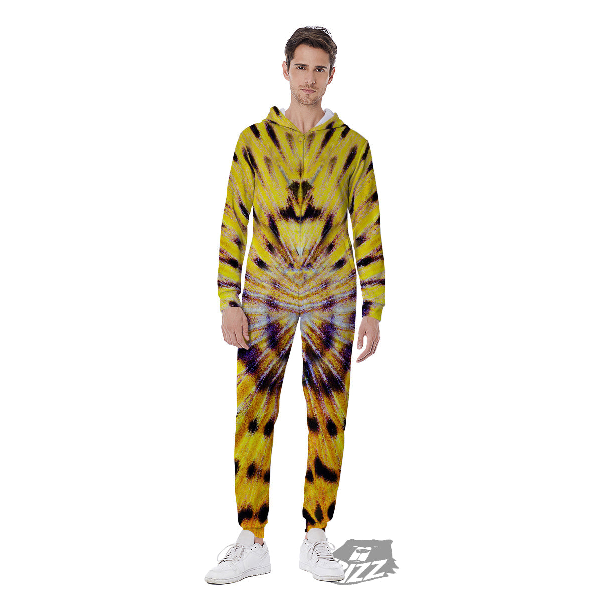 Butterfly Wing Skin Yellow Print Men's Jumpsuit-grizzshop