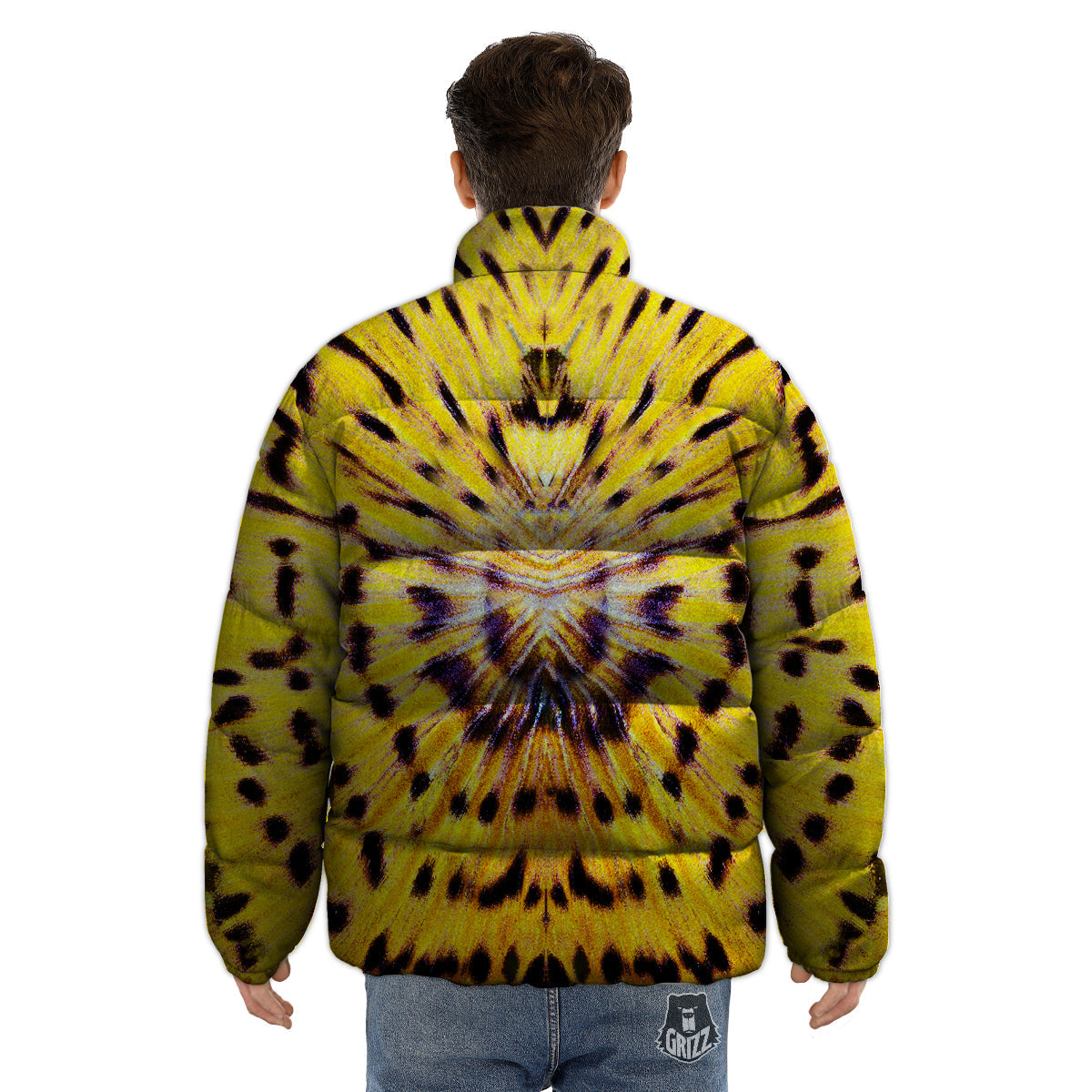 Butterfly Wing Skin Yellow Print Puffer Jacket-grizzshop