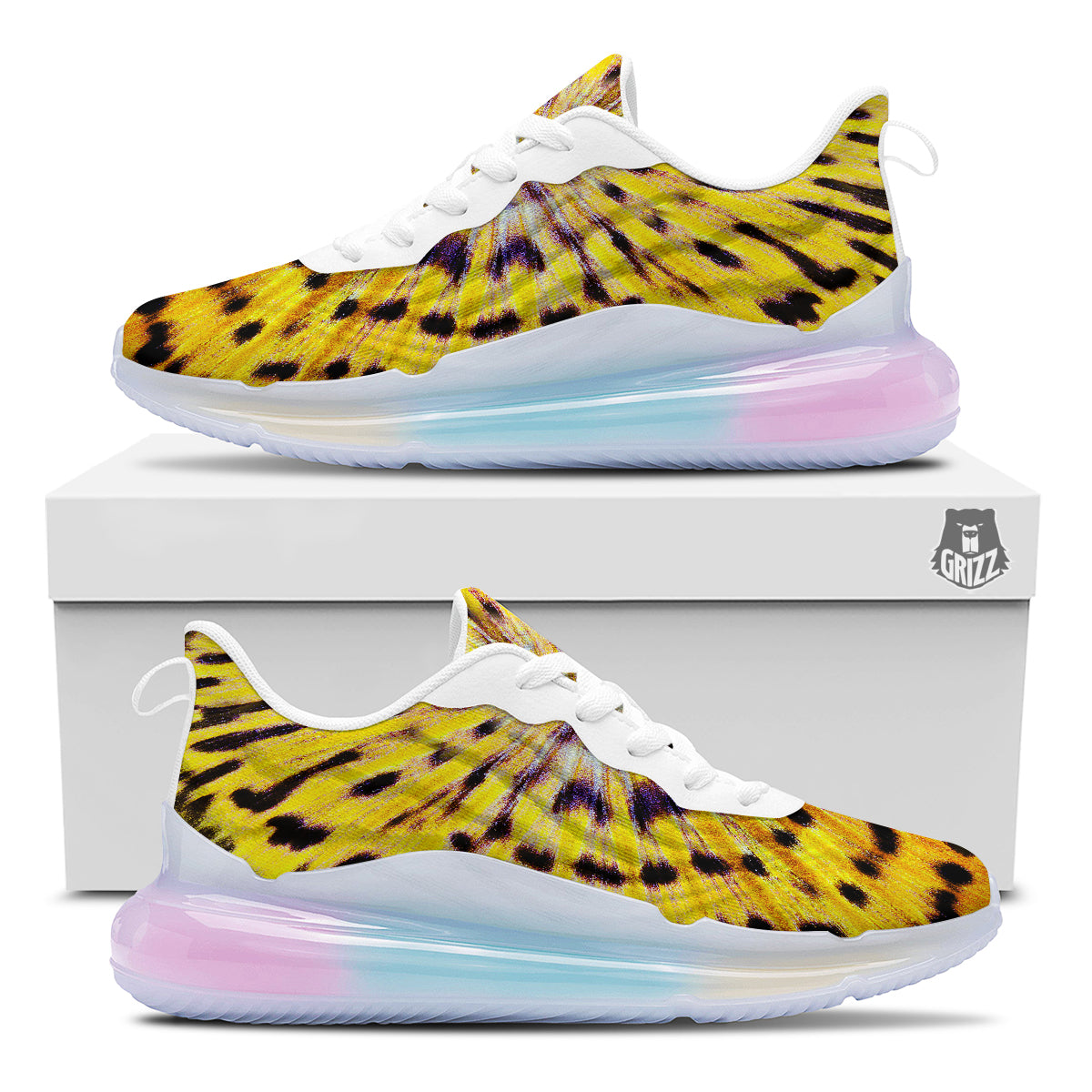 Butterfly Wing Skin Yellow Print Running Sneakers-grizzshop
