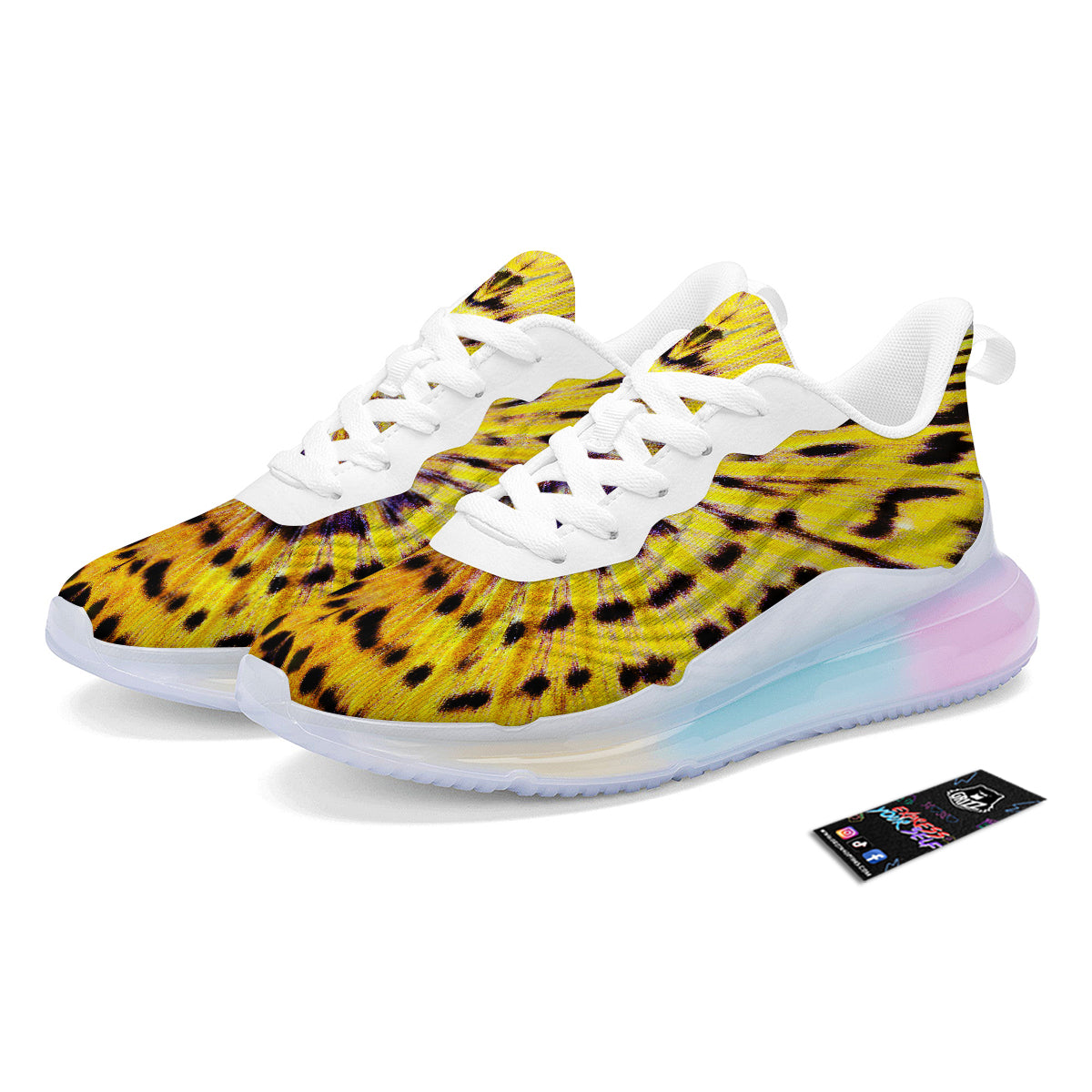 Butterfly Wing Skin Yellow Print Running Sneakers-grizzshop