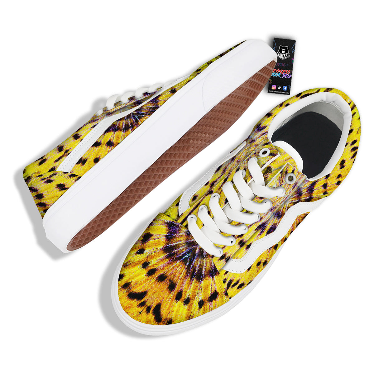 Butterfly Wing Skin Yellow Print Skate Shoes-grizzshop