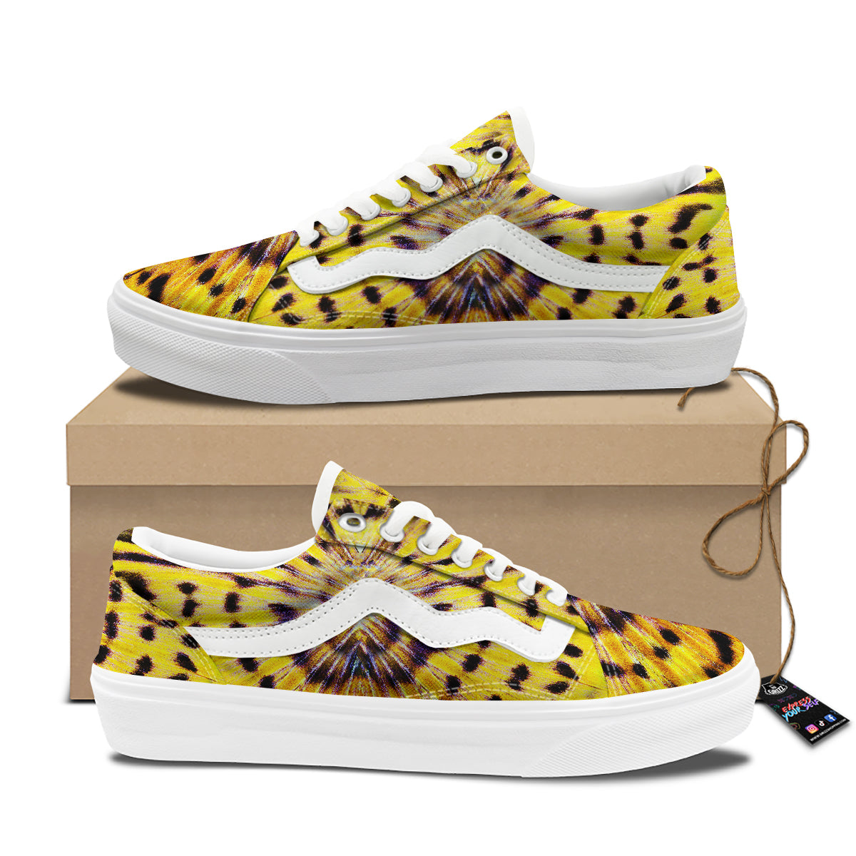 Butterfly Wing Skin Yellow Print Skate Shoes-grizzshop