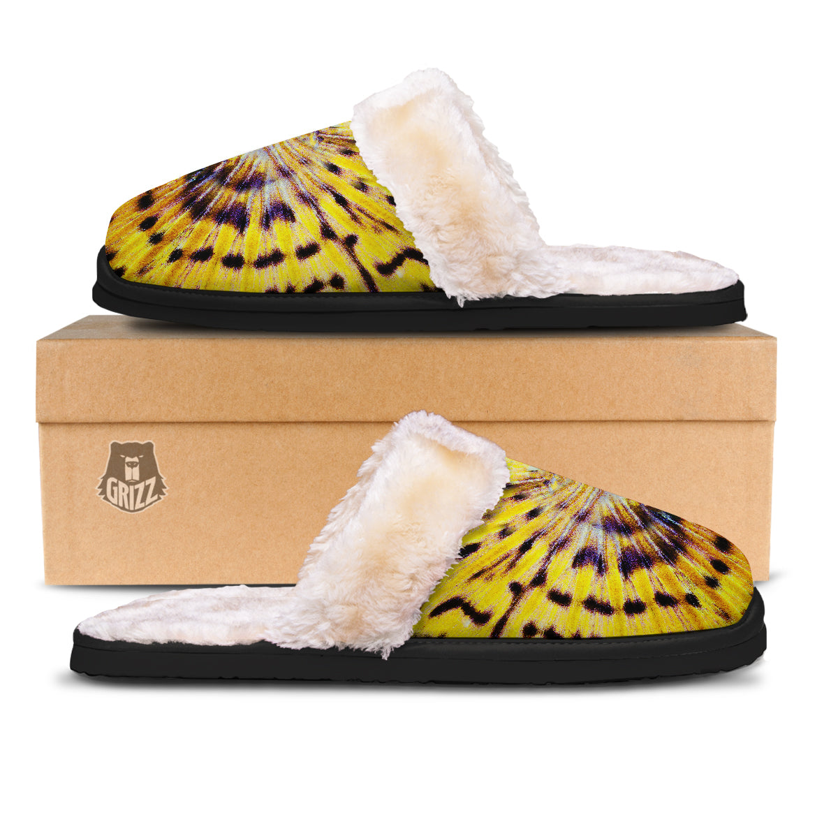 Butterfly Wing Skin Yellow Print Slippers-grizzshop