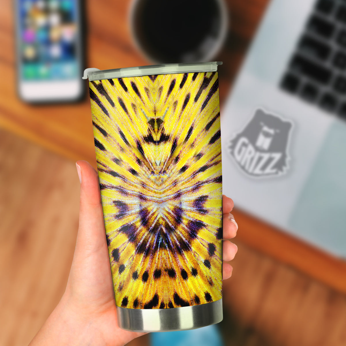 Butterfly Wing Skin Yellow Print Tumbler-grizzshop